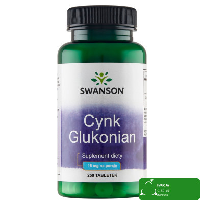 Swanson CYNK GLUKONIAN 30mg 250 tabletek wsparcie ODPORNOŚĆ PRZECIWZAPALNIE