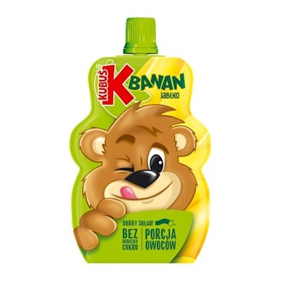 KUBUŚ MUS 100% OWOCÓW bez dodatku cukru BANAN JABŁKO100g KRÓTKA DATA