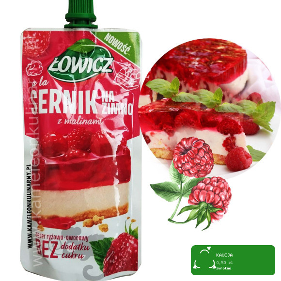 ŁOWICZ - MUS - SERNIK NA ZIMNO Z MALINAMI 100g KRÓTKA DATA