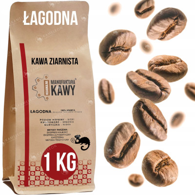 KAWA ZIARNISTA naturalna ŁAGODNA 100% ARABICA Manufaktura KAWY 1000g 1KG