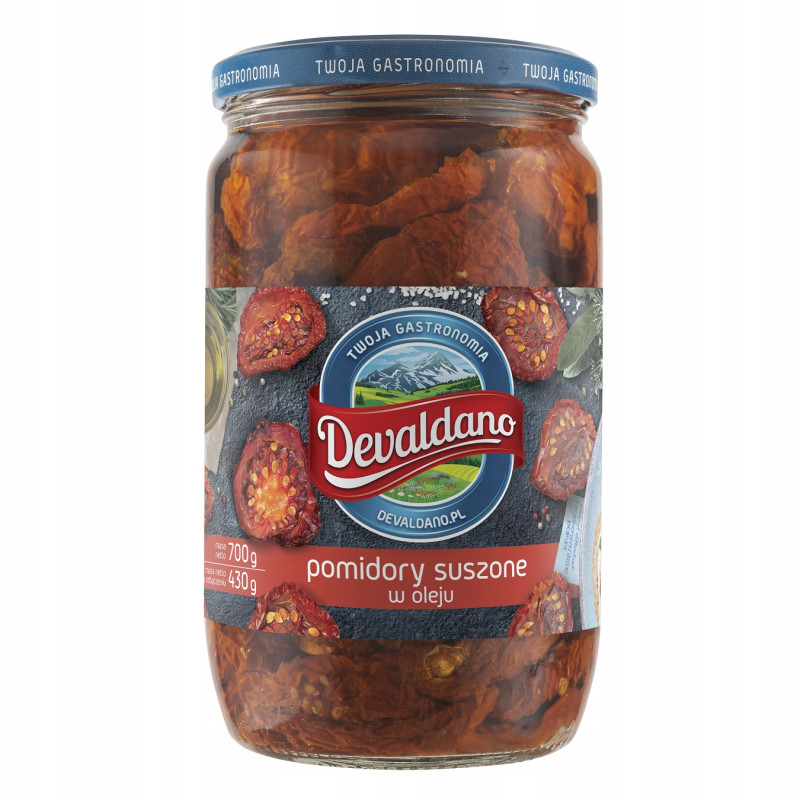 DEVALDANO - POMIDORY SUSZONE W OLEJU 700g / słoik duży