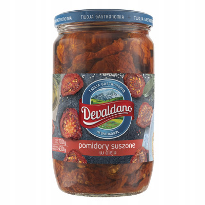 DEVALDANO - POMIDORY SUSZONE W OLEJU 700g / słoik duży