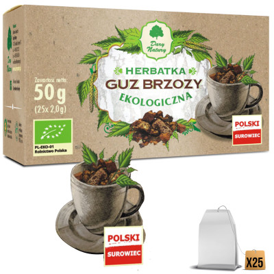 Dary Natury CHAGA HUBA guz brzozy BŁYSKOPOREK saszetki x25 50g