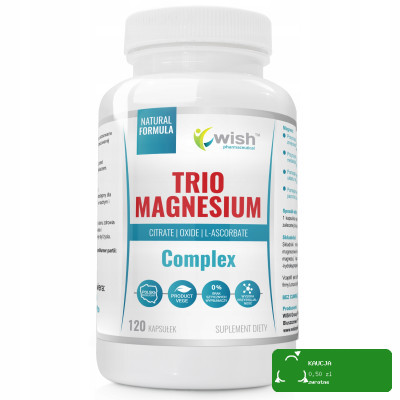 Wish TRIO MAGNESIUM complex 400mg MAGNEZ 3 FORMY 120k wsparcie BRAK ENERGII