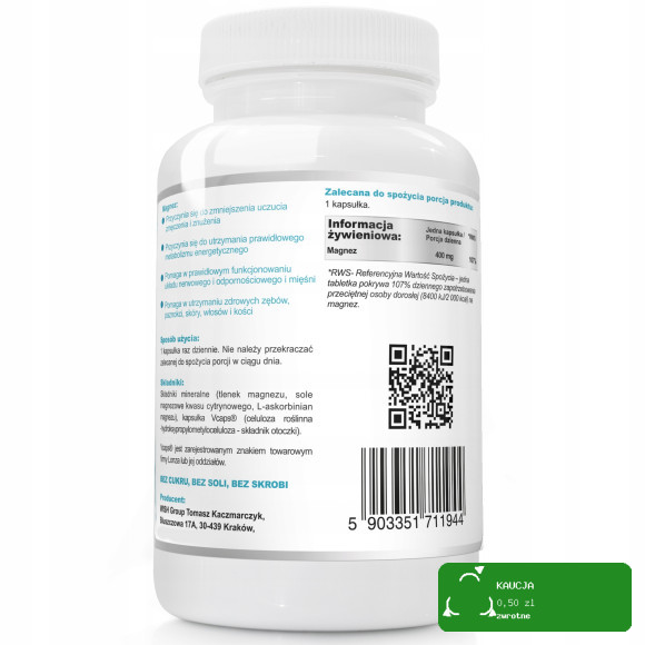 Wish TRIO MAGNESIUM complex 400mg MAGNEZ 3 FORMY 120k wsparcie BRAK ENERGII