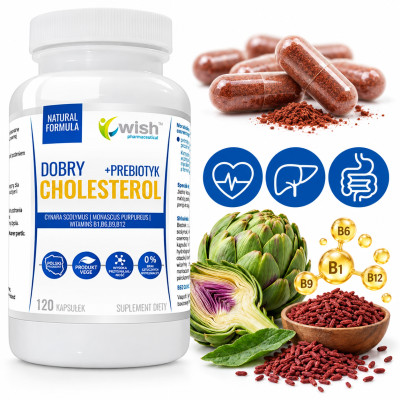 Wish DOBRY CHOLESTEROL Karczoch Monakolina K Wit. B1 B6 + PREBIOTYK 120kaps
