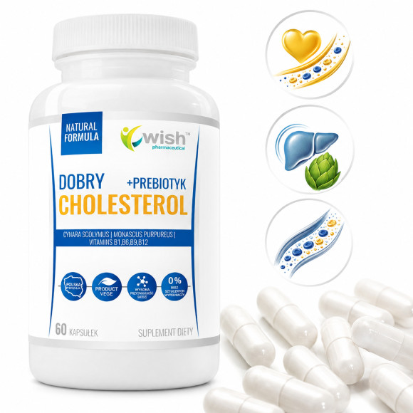 Wish DOBRY CHOLESTEROL Karczoch Monakolina K Wit B1 B6 B9 B12 PREBIOTYK 60k
