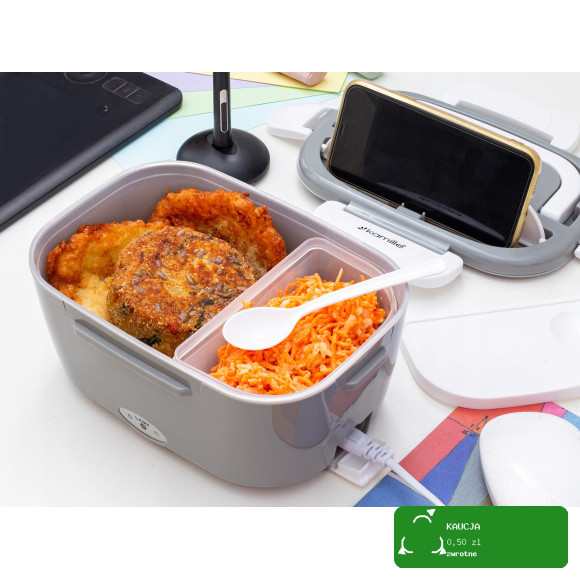 ELEKTRYCZNY LUNCH BOX TERMOS 220V gniazdko DUŻY 1500ml 1,5L KAMILLE