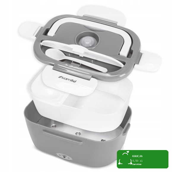 ELEKTRYCZNY LUNCH BOX TERMOS 220V gniazdko DUŻY 1500ml 1,5L KAMILLE