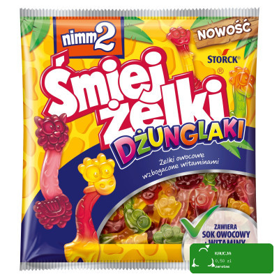 NIMM2 ŚMIEJŻELKI DŻUNGLAKI żelki owocowe wzbogacone witaminami 90g KRÓTKA DATA
