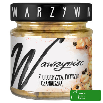WAWRZYNIEC PASTA do pieczywa Z CIECIERZYCĄ PIEPRZEM CZARNUSZKĄ 180g słoik