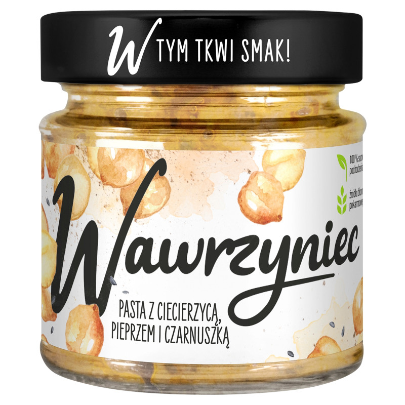 WAWRZYNIEC PASTA do pieczywa Z CIECIERZYCĄ PIEPRZEM CZARNUSZKĄ 180g słoik