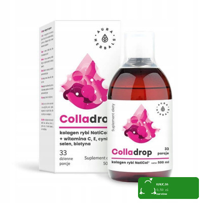 COLLADROP KOLAGEN RYBI NatiCol w PŁYNIE 500ml + WITAMINA C E CYNK SELEN
