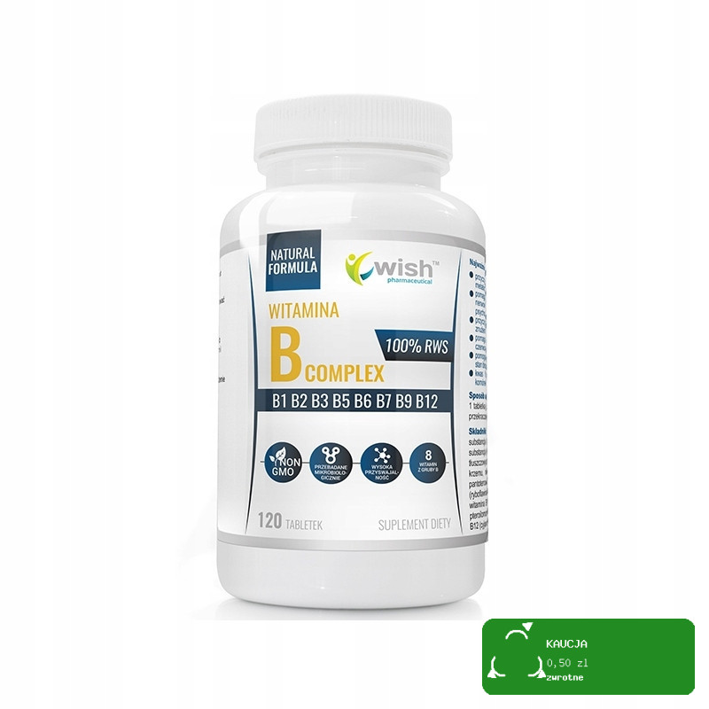 Wish WITAMINA B COMPLEX witaminy: B1 B2 B3 B5 B6 B7 B9 B12 100% RWS 120tbl