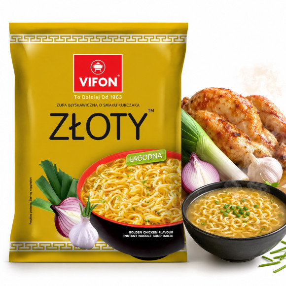 VIFON ZUPA BŁYSKAWICZNA zupka chińska - KURCZAK ZŁOTY 70g - ŁAGODNA x1