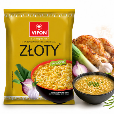 VIFON ZUPA BŁYSKAWICZNA zupka chińska - KURCZAK ZŁOTY 70g - ŁAGODNA x1