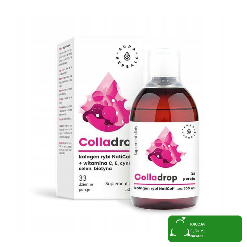 COLLADROP KOLAGEN RYBI NatiCol w PŁYNIE 500ml + WITAMINA C E CYNK SELEN