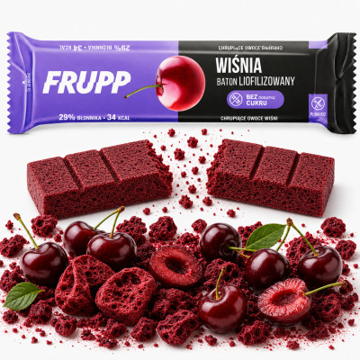 CELIKO FRUPP BATON bez cukru bez glutenu WIŚNIA 10g aż 29% błonnika