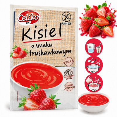 Celiko KISIEL TRUSKAWKOWY bez cukru bez glutenu 40g