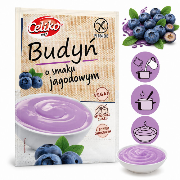 Celiko BUDYŃ o smaku JAGODOWYM bez cukru bez glutenu DESER 40g