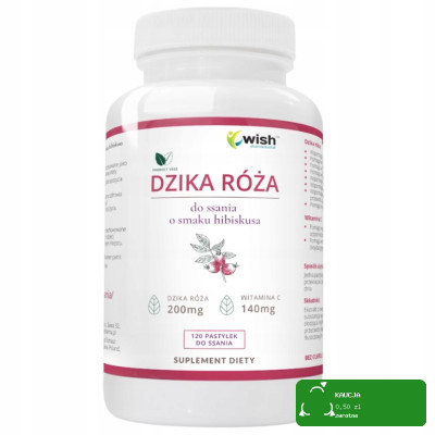 WISH DZIKA RÓŻA 200mg witC 120past do ssania smak HIBISKUS