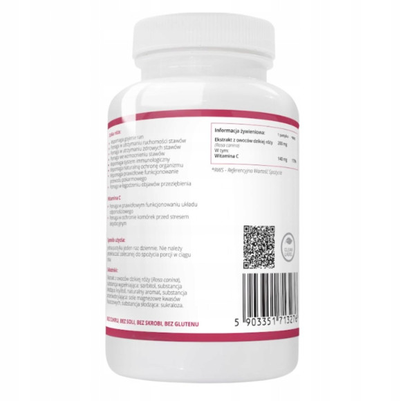WISH DZIKA RÓŻA 200mg witC 120past do ssania smak HIBISKUS