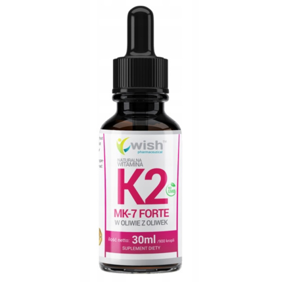 Wish WITAMINA K2 MK7 FORTE Z NATTO 50µg W KROPLACH 30ml 450 dziennych dawek