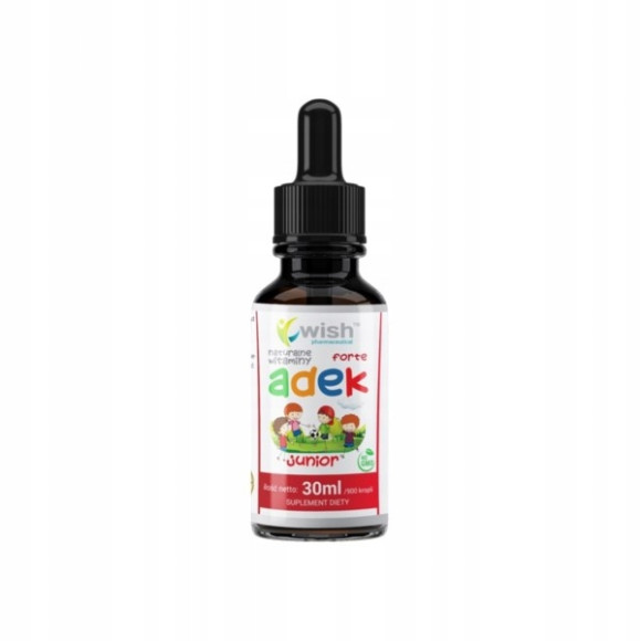 Wish WITAMINA ADEK A D3 E K2 MK7 JUNIOR FORTE w kroplach DLA DZIECI 30ml