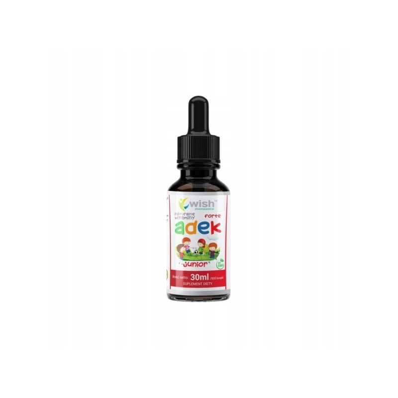 Wish WITAMINA ADEK A D3 E K2 MK7 JUNIOR FORTE w kroplach DLA DZIECI 30ml
