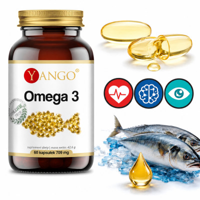 Yango OMEGA 3 KWASY TŁUSZCZOWE olej rybi OMEGA 3 709mg 60 kapsułek na 1 mc