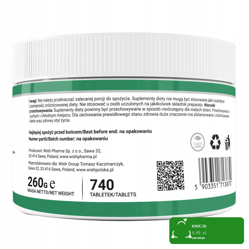 CHLORELLA 740 tabletek WISH pomoc OCZYSZCZENIE ODPORNOŚĆ ŻELAZO na 2-3 m-ce