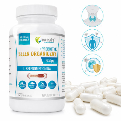 Wish SELEN ORGANICZNY 200µg + PREBIOTYK 120kaps wsparcie ODPORNOŚĆ TARCZYCA