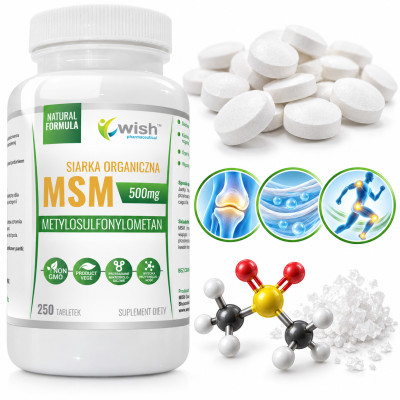 Wish MSM 500mg SIARKA ORGANICZNA  na STAWY 250tbl.