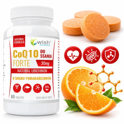 Wish KOENZYM Q10 CoQ10 FORTE 30mg Do ssania smak POMARAŃCZOWY 60 tabletek