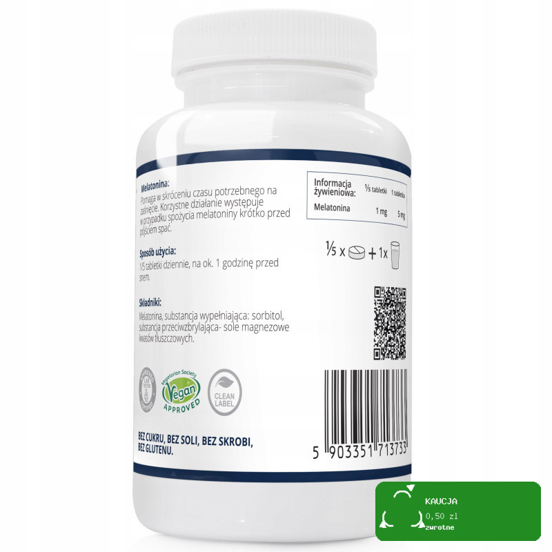 Wish MELATONINA 5mg 60tablet wsparcie DOBRY ZDROWY GŁĘBOKI SEN REGENERACJA