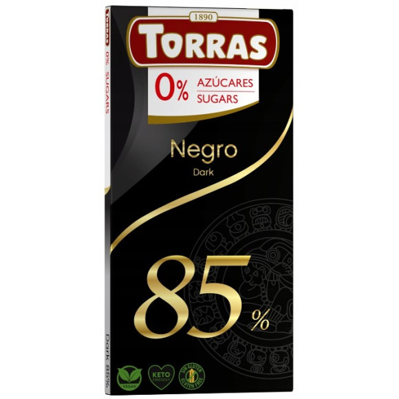CZEKOLADA GORZKA 85% KAKAO CACAO bez cukru glutenu bezglutenowa 75G TORRAS
