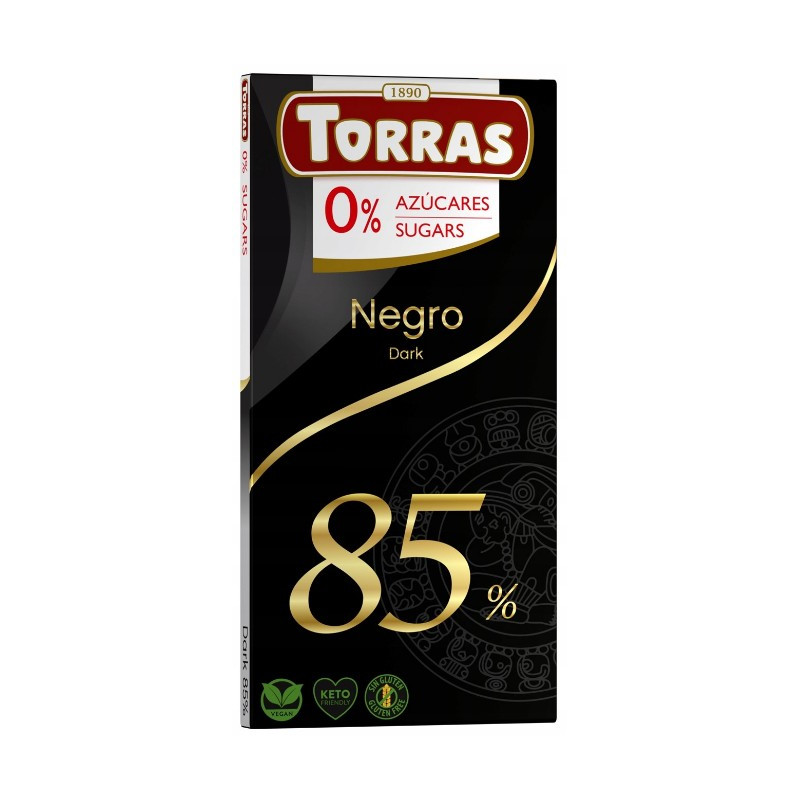 CZEKOLADA GORZKA 85% KAKAO CACAO bez cukru glutenu bezglutenowa 75G TORRAS