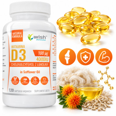 Wish WITAMINA D3 4000IU 100µg w oleju z krokosza 120kaps wsparcie ODPORNOŚĆ