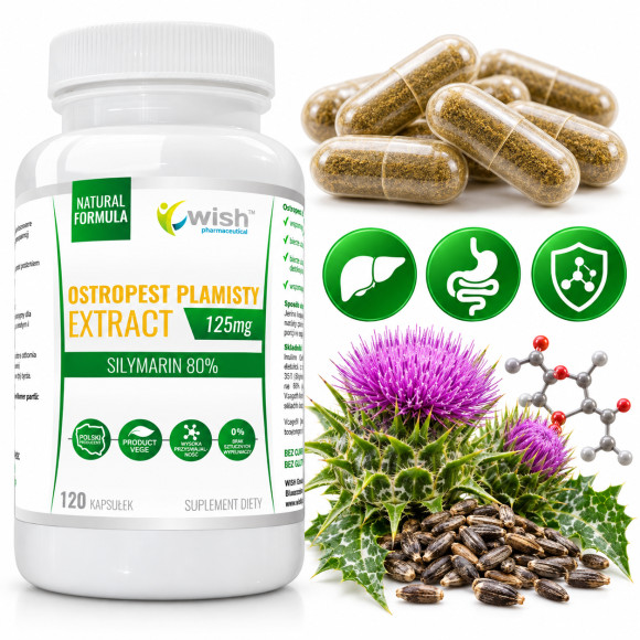 Wish OSTROPEST PLAMISTY 125mg 120kp ZDROWA WĄTROBA