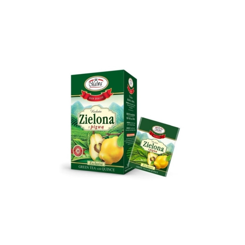 MALWA HERBATA High quality ZIELONA + PIGWA Z PIGWĄ Pigwowa x20 saszetek 30G