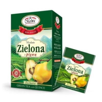 MALWA HERBATA High quality ZIELONA + PIGWA Z PIGWĄ Pigwowa x20 saszetek 30G