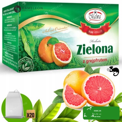 MALWA HERBATA ZIELONA ekspresowa Z GREJPFRUTEM grapefruit grapefruitowa x20