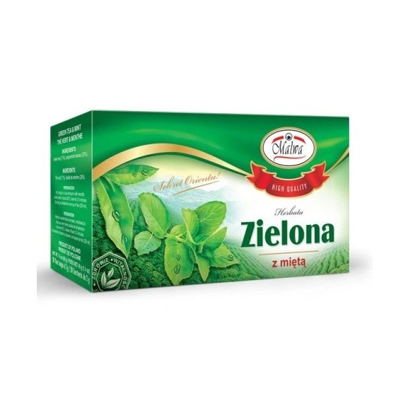 MALWA HERBATA ZIELONA Z MIĘTĄ MIĘTA ekspresowa x20