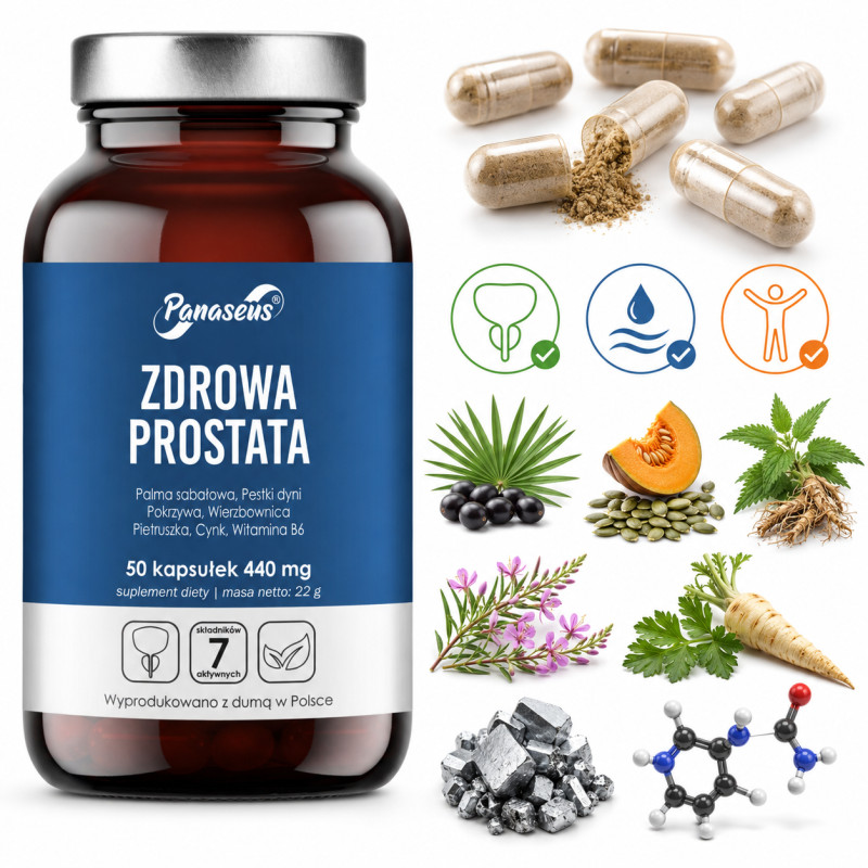YANGO Panaseus ZDROWA PROSTATA 50kaps Palma Sabałowa Wierzbownica Cynk B6
