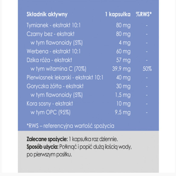 YANGO Panaseus NA ZATOKI 510mg Tymianek Sosna Werbena 50kaps