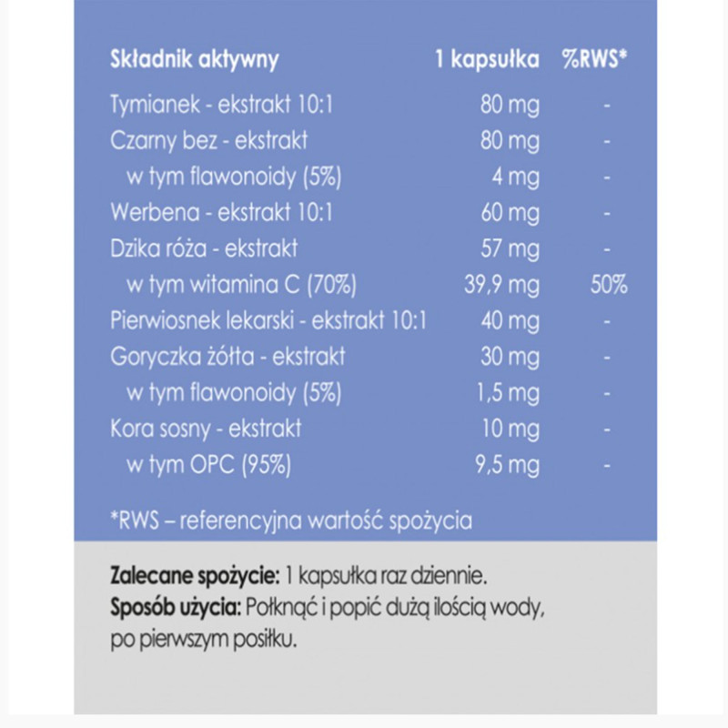 YANGO Panaseus NA ZATOKI 510mg Tymianek Sosna Werbena 50kaps