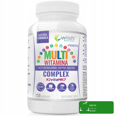 Wish MULTIWITAMINA COMPLEX FORTE K2+D3 A E C witaminy z grupy B 120kaps