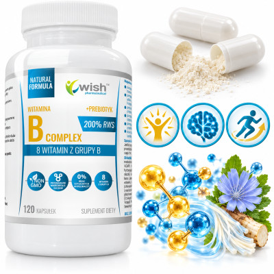 Wish WITAMINA B COMPLEX witaminy: B1 B2 B3 B5 B6 B7 B9 B12 200% RWS 120tbl