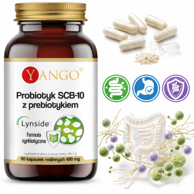 Yango PROBIOTYK SCB-10 + PREBIOTYK wsparcie: ZDROWE JELITA MIKROFLORA 90kps