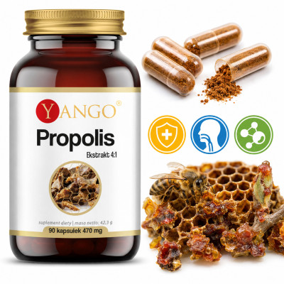 Yango PROPOLIS Ekstrakt 4:1 NATURALNY ANTYBIOTYK wsparcie: INFEKCJE 90kaps